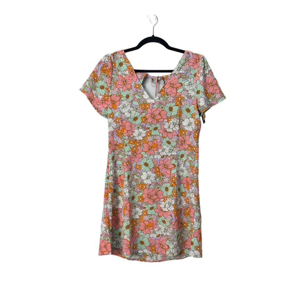 VERO MODA Women's VMSAGA Mini V-Neck Lavendula/Flo Dress MEDIUM